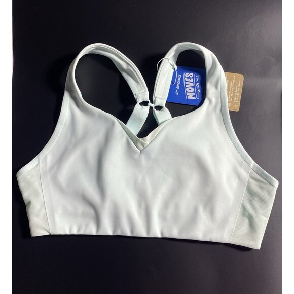 Brooks 32C Drive Convertible Run Blue Vivid Teal Sports Bra Wicking Compression - Picture 2 of 10